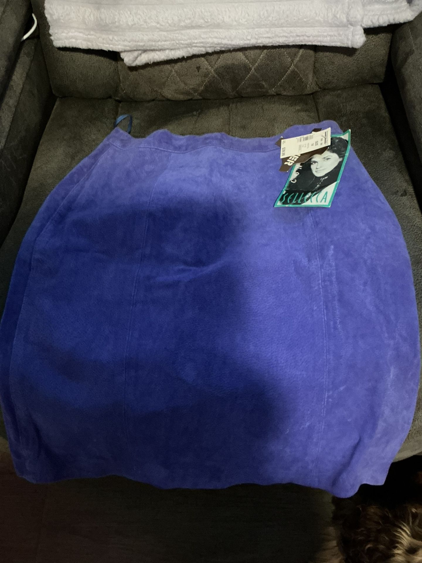 1980's Purple Suede Leather Skirt By Connie Sellecca NEW with TAGS New Old Stock