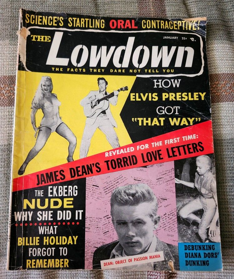 Vintage RARE "The Lowdown" Magazine 1956 Elvis Presley/James Dean