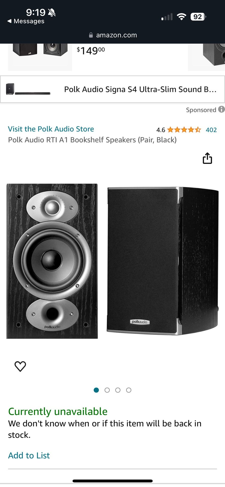 Polk Audio Speakers (Pair, Black)