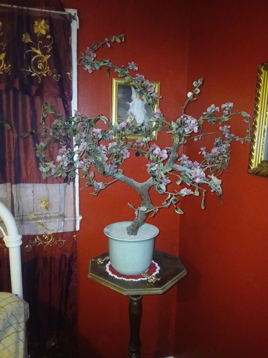 Vintage Chinese Bonzai Tree Cheery Blossom  Made Of  Glass