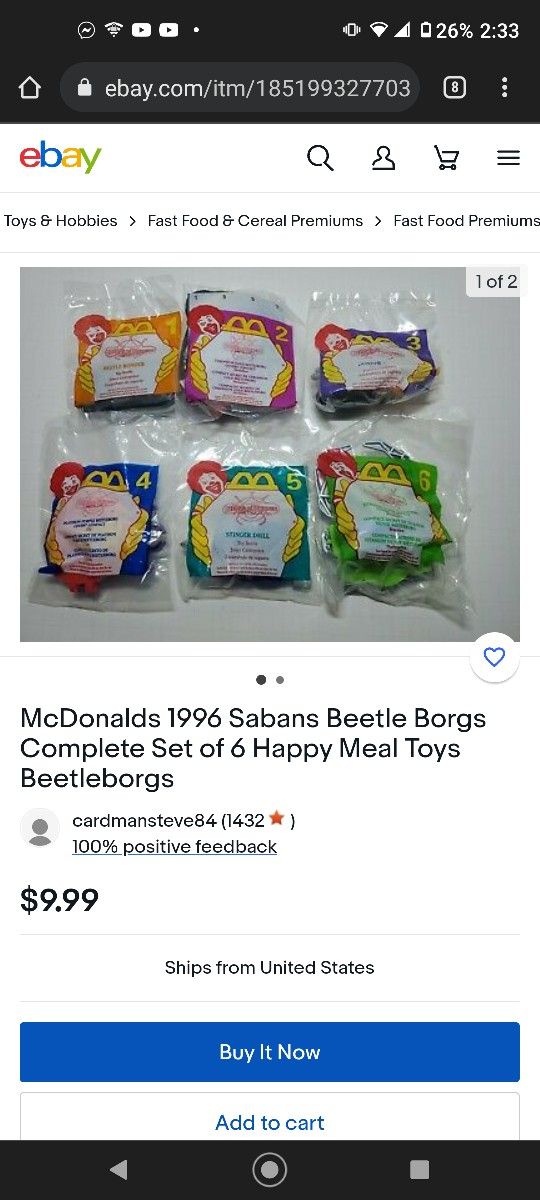 1996 McDonald's Happy Meal BeetleBorgs Toys