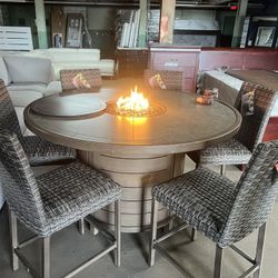 7pc Woven High Dining Fire Set 