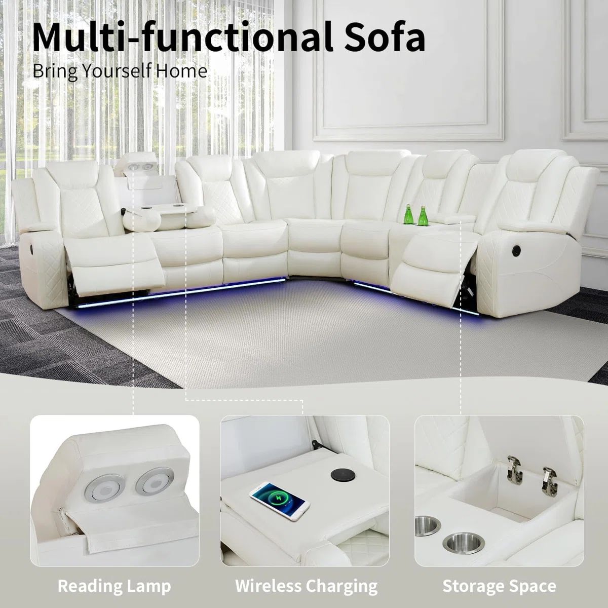 New White Power Reclining Couch