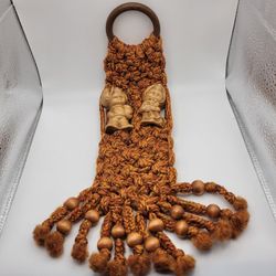 Vintage Macrame Ceramic Children Wall Hanging Retro Decor BOHO 1970s