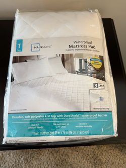 NEW Mainstays Waterproof Twin Mattress Pad – Unopened