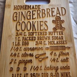 Gingerbread Recipe Cutting Board