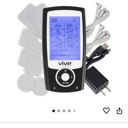 Vive Tens Unit Muscle Stimulator- Stim Machine with Self Sticking Electrodes Pads, Massager for Upper & Lower Back, Sciatica, Neck Pain Relief, Electr