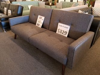Brand new 76" x 44" grey linen sofa futon
