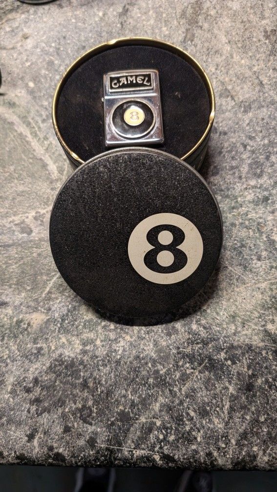 Zippo Lighter 8 Ball Used With Original Tin