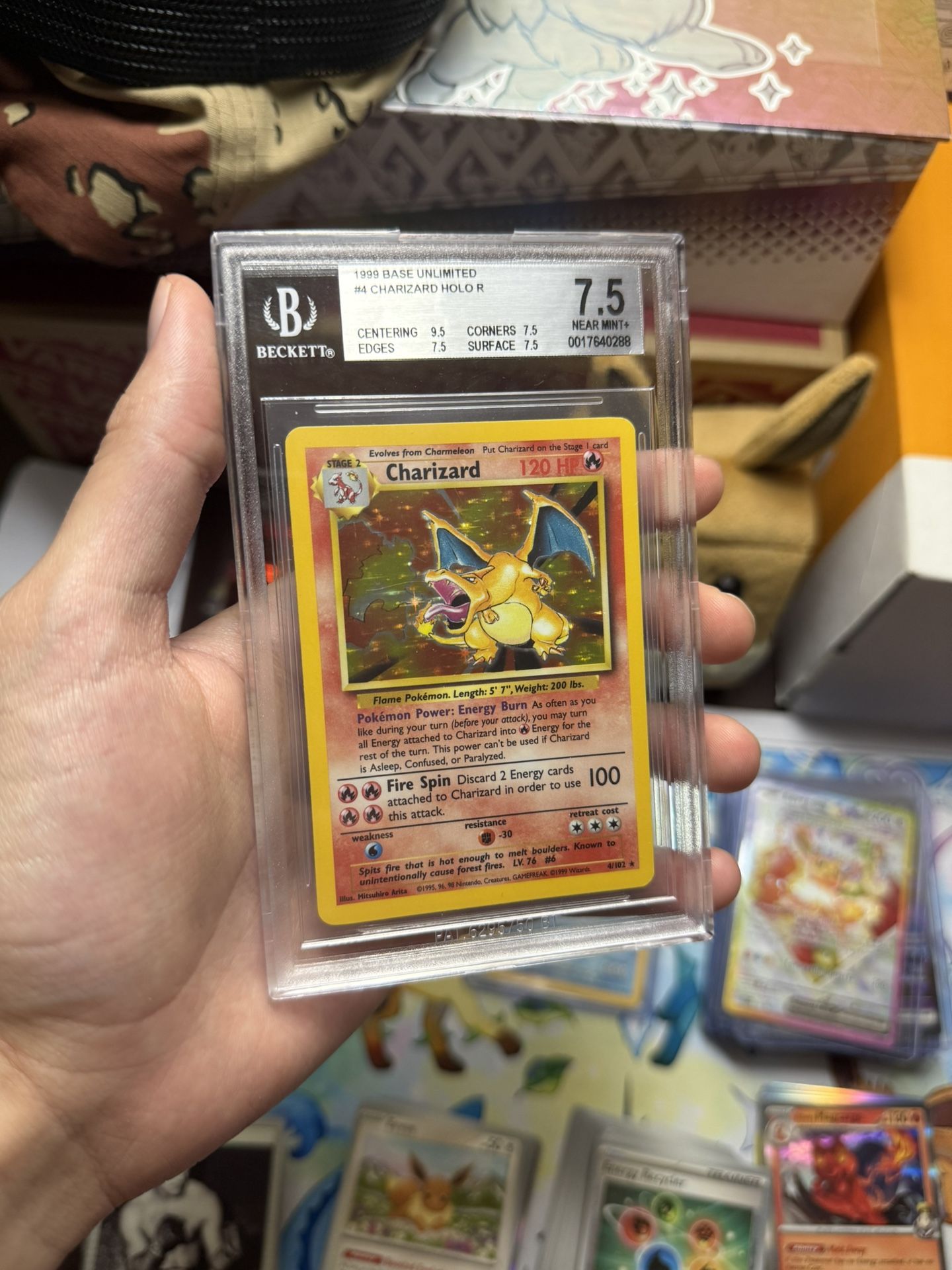 1999 Pokemon Charizard Base Set #4/102 Holo Unlimited Rare BGS 7.5 Near Mint