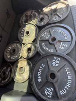 Set of Olympic weight plates.