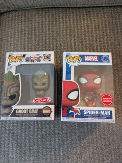 SPIDERMAN and GROOT FUNKO POP