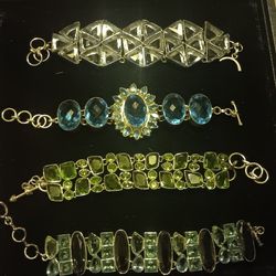 Real Stone And Silver Bracelets Peridot,topa. And Other Stones $40 Each Or All For $100