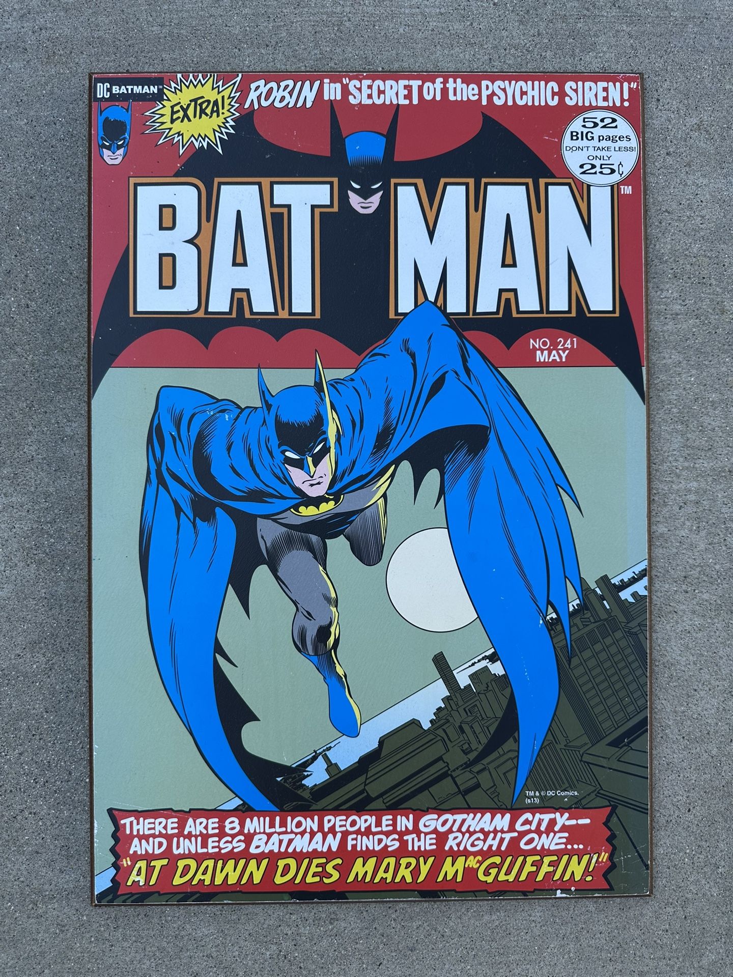 Vintage Batman DC Comics Book Wall Art Plaque Sign Poster