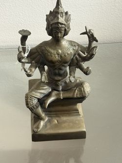 Rare Handcrafted Solid Brass Hindu Deity Statue-Museum Style Collector Piece 