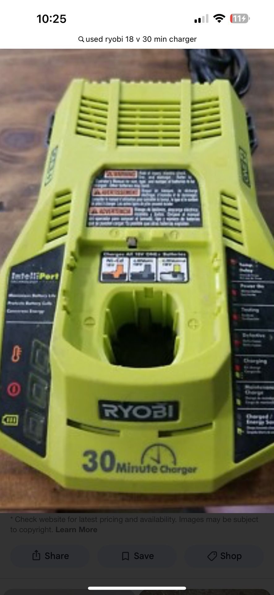 RYOBI 18v 30 Min Charger