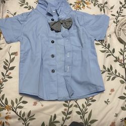 Blue Kids Shirt with Bow Tie