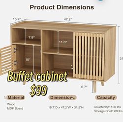 😀 Buffet Cabinet with Storage, 47.2" Buffet Table with Storage, Sideboard Coffee Bar Cabinet with Silding Door for Living/Dining Room, Kitchen