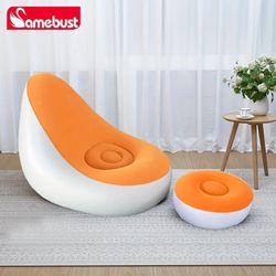 1 Set of Inflatable Chair with Ottoman, Folding Sofa for Living Room and Bedroom, Outdoor Travel, Camping and Picnic, Office Break Sofa