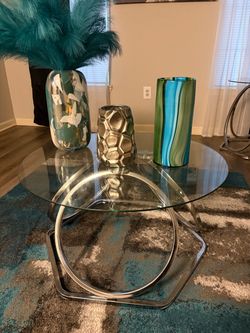 Round Glass Coffee Table Chrome Base
