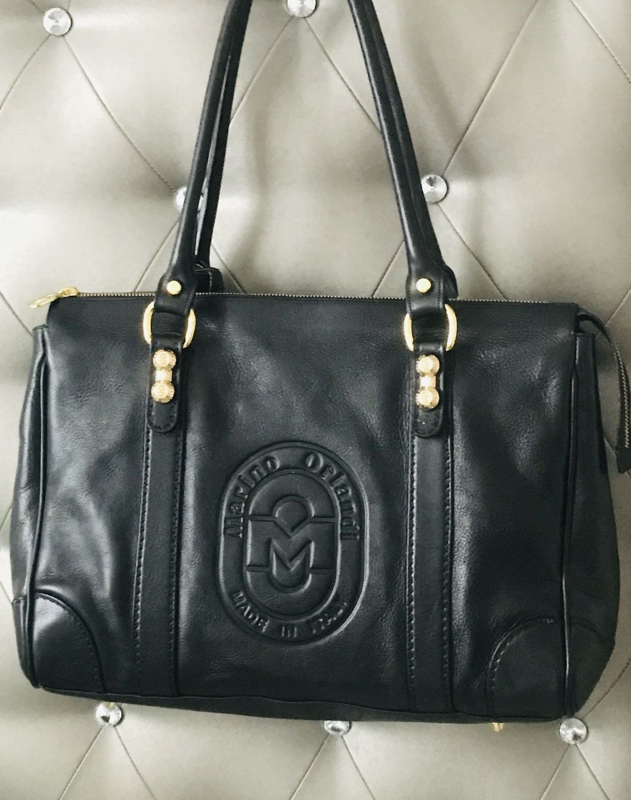 Marino Orlandi Genuine Leather Large Tote Shoulder Black...