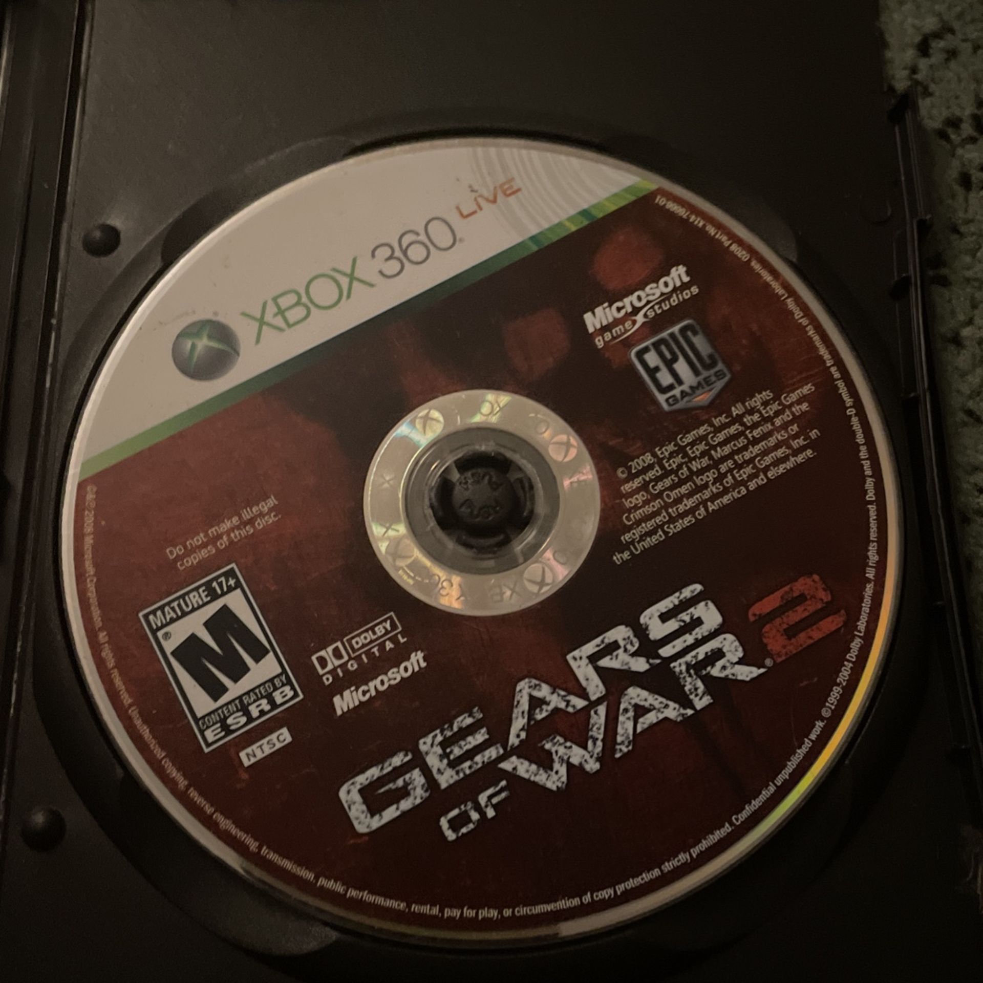 Xbox 360 Live Gears Of War 2 Game 