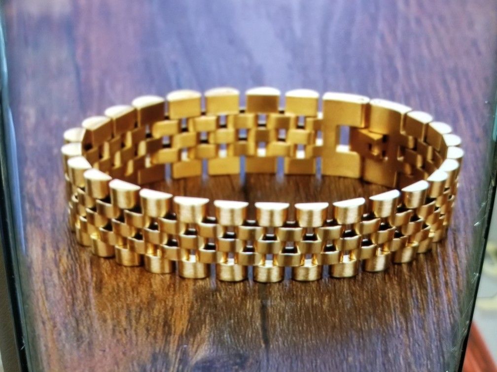 Thick bracelet Gold stainless steel for men