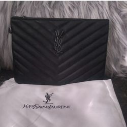 Black Leather Clutch/Wristlet 