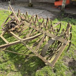 Vintage 7 Ft Spring Tooth Cultivator – Mechanical Lift – Works & Rolls