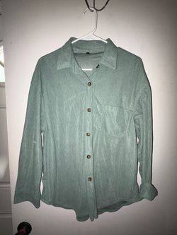 SHEIN Women’s Sage Green Ribbed Button Front Shacket Shirt Jacket Size Large