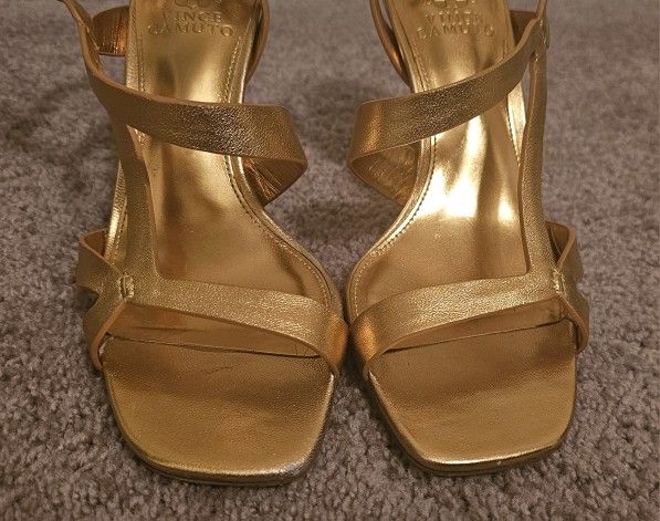 VINCE CAMUTO Size 7.5M Leather Slingback Strappy Heels Shoes Sandals