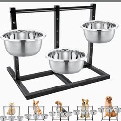 Pet Bowls Adjustable Elevated Dog Feeder