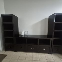 Modern Shelving Unit with Drawers – TV Stand / Display Cabinet Set