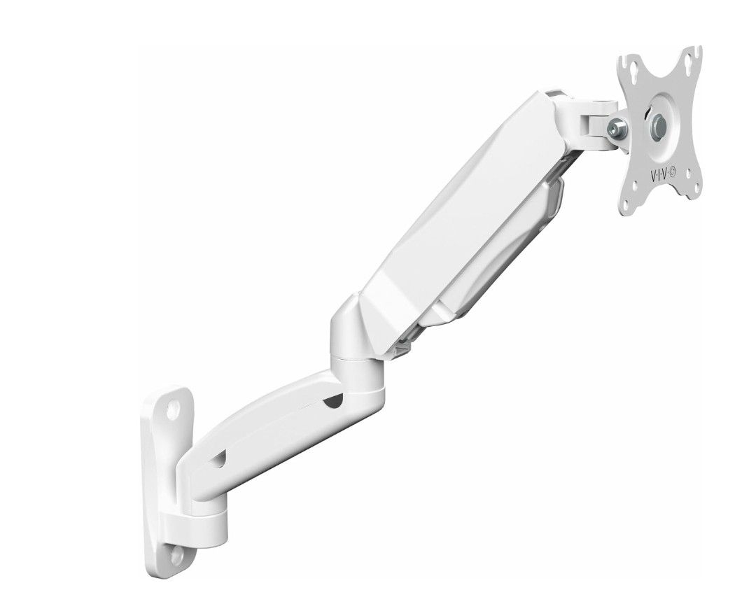 VIVO Single Monitor Counterbalance Wall Mount for 32 inch Screens up to 19.8 lbs, Full Motion, Max VESA 100x100, White, MOUNT-V001GW
