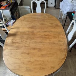 Farmhouse Dining Set: Extendable Oval Table & 6  French Script Chairs - $350