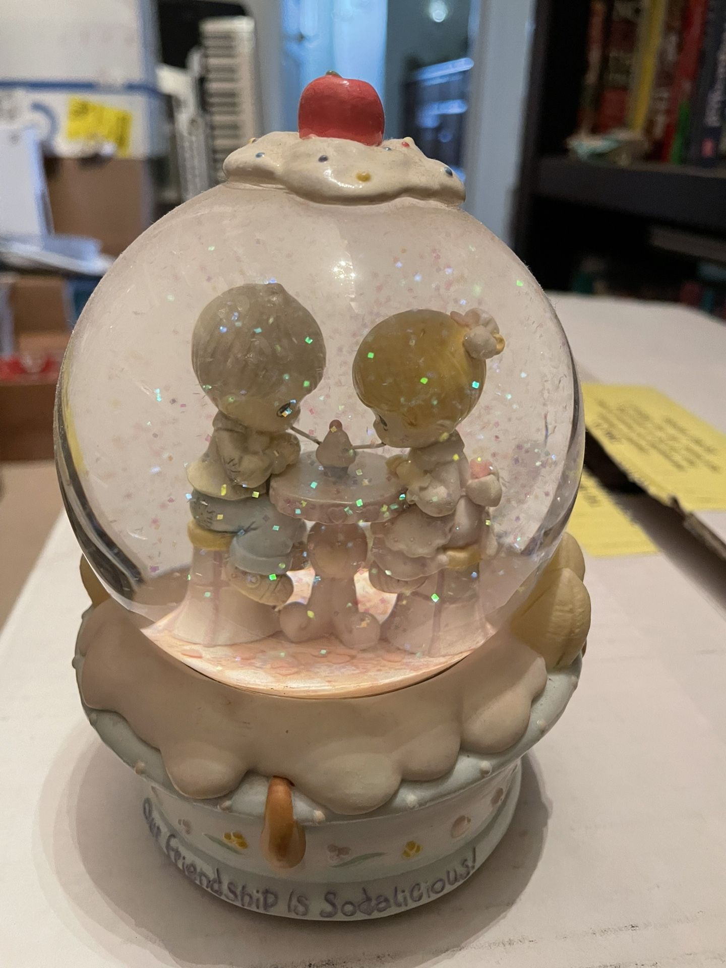 Precious Moments Water Musical Snow globe Plays Music