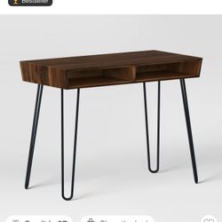 Desk Hairpin Writing Desk With Storage Brown 