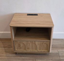 Nightstand with Built-In Power Outlets and Drawer