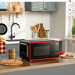 Mainstays 0.7 Cu ft Countertop Microwave Oven, 700 Watts, Red