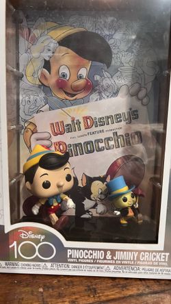 NEW Disneys 100th Anniversary, Pinocchio and Jiminy Cricket Funko Pop vinyl figures