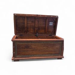 Pier 1 Imports Handcrafted Brass Detailed Mango Wood Trunk