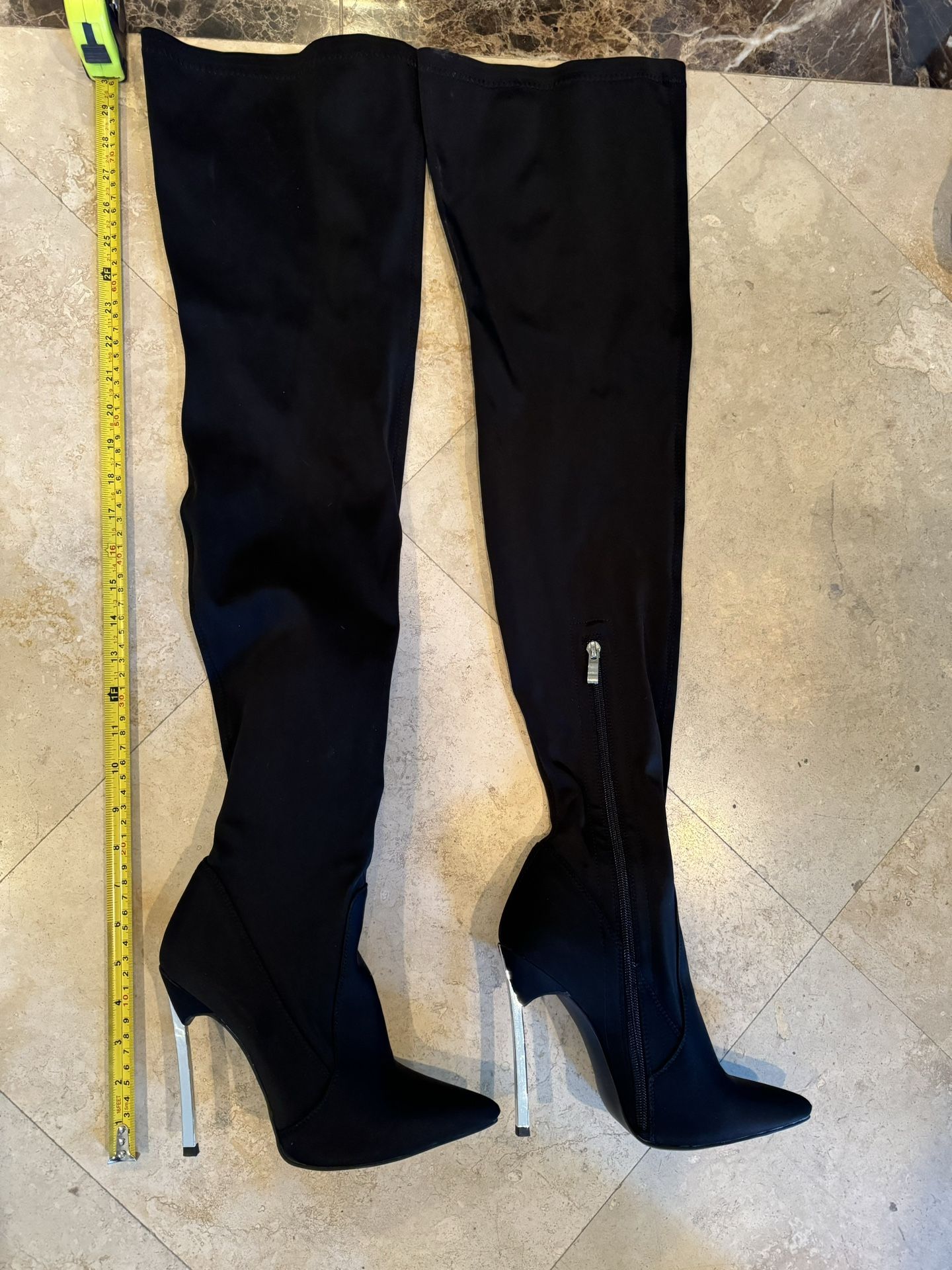 Black Thigh High Sexy Boots Size 7.5