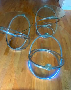 Round Glass Top Tables with Chrome Ring Base