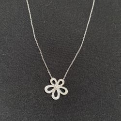 925 Sterling Silver Moissanite Flower Pendant Necklace 