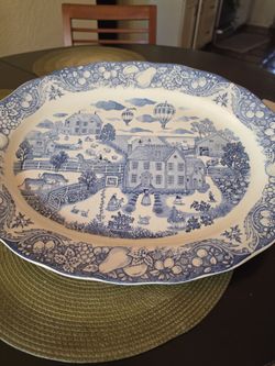 Vtg Pacific Ocean Marushin Art Serving 18" Platter Earthenware