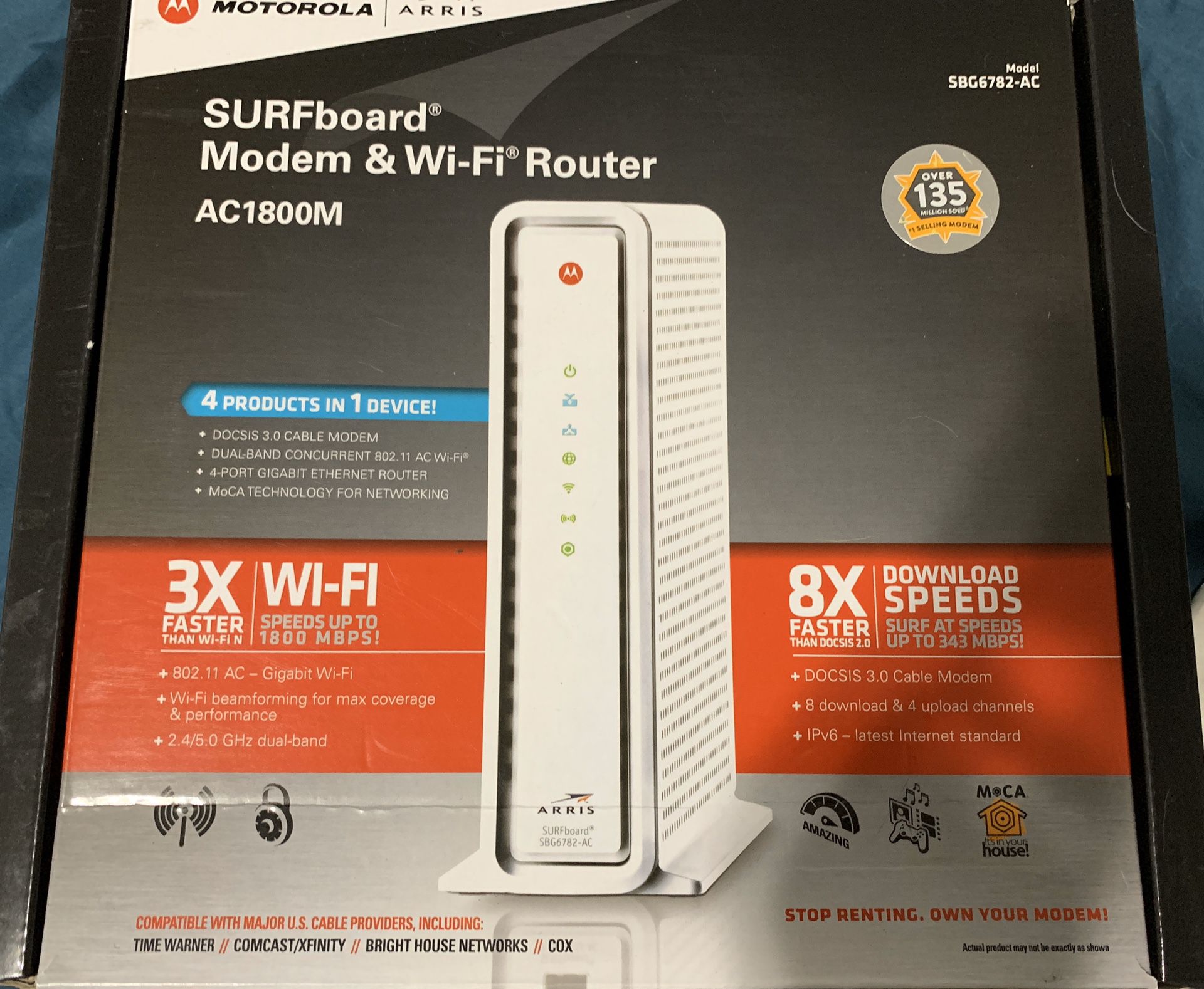 Modem & WiFi router— Motorola Surfboard Arris, gigabyte WiFi/internet