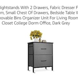 Dresser for Bedroom with 2 Drawers, Fabric Storage Nightstands, Removable Bins Organizer