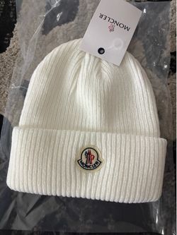 White Moncler Beanie, OS