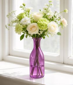 Pale Purple Glass Flower Vase 8.5” – Decorative Bud Vase