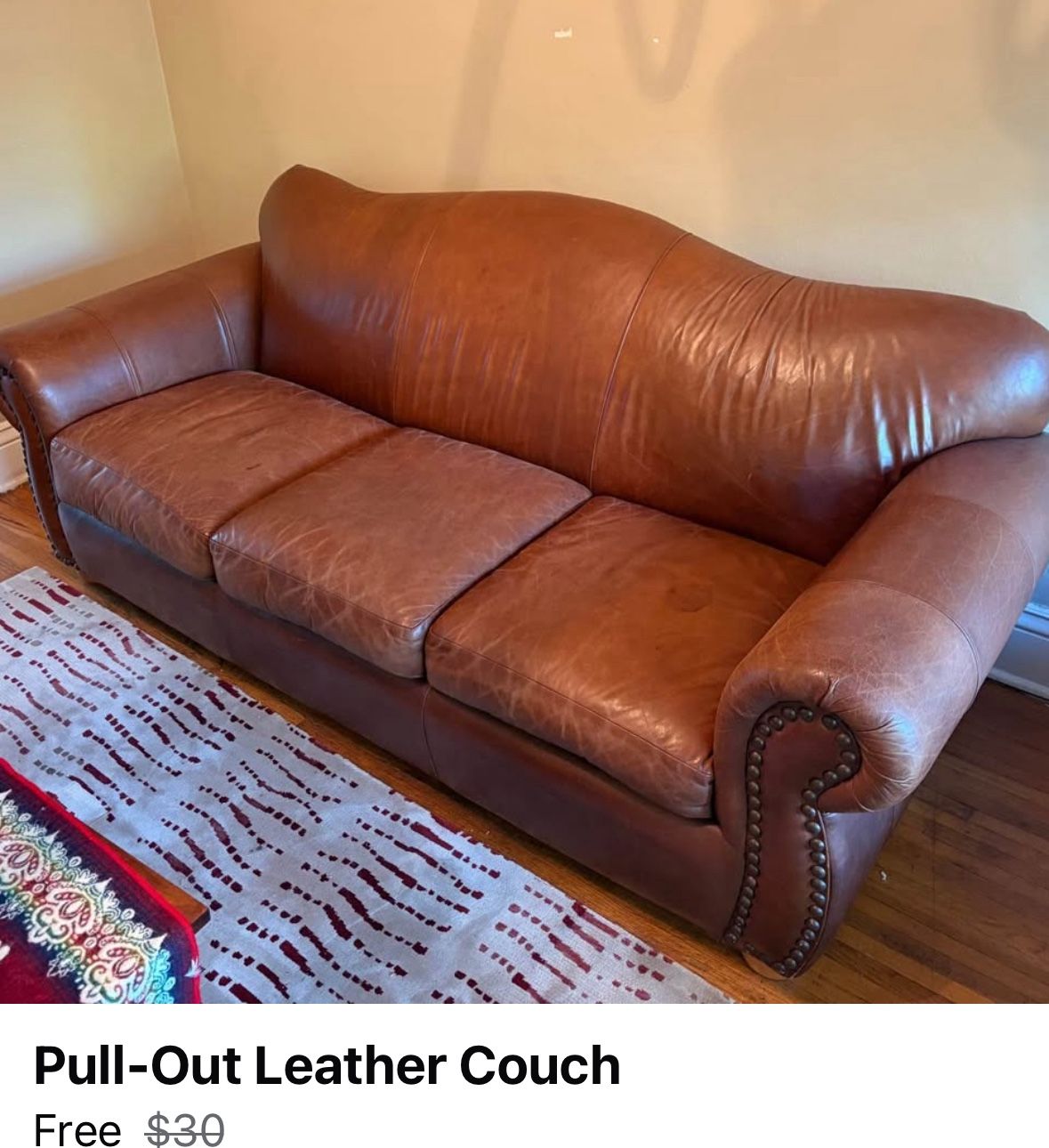 Free Leather Couch - URGENT! Pull Out Bed